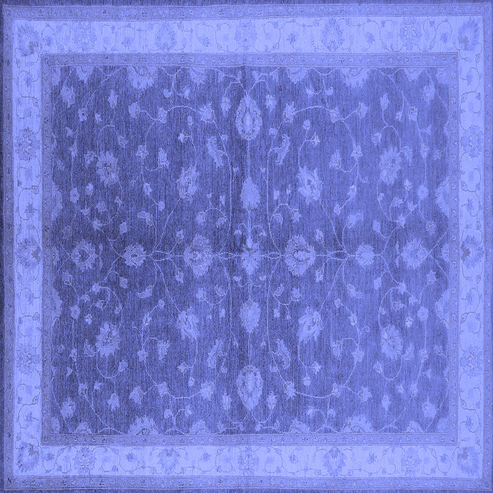 Square Machine Washable Oriental Blue Traditional Rug, wshurb481blu