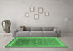 Machine Washable Oriental Emerald Green Traditional Area Rugs in a Living Room,, wshurb481emgrn