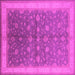 Square Machine Washable Oriental Pink Traditional Rug, wshurb481pnk