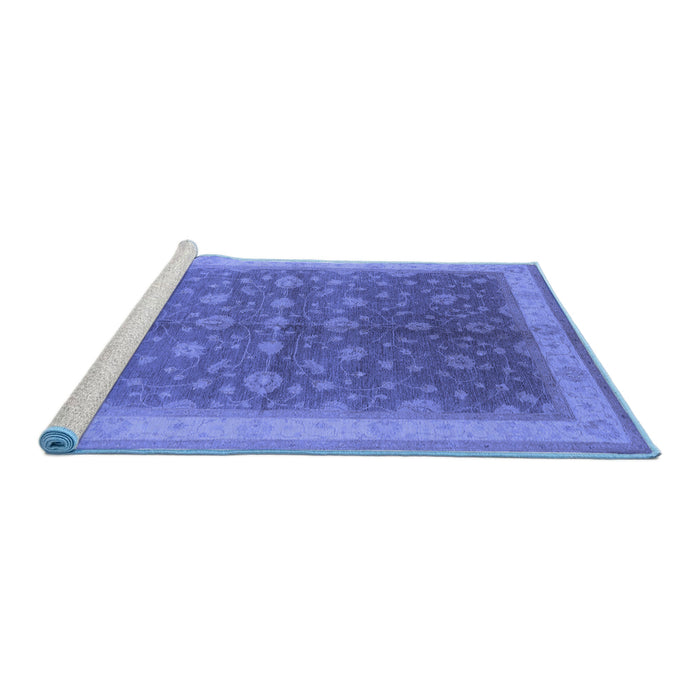 Sideview of Machine Washable Oriental Blue Traditional Rug, wshurb481blu