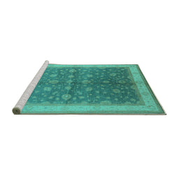 Sideview of Machine Washable Oriental Turquoise Traditional Area Rugs, wshurb481turq