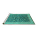 Sideview of Machine Washable Oriental Turquoise Traditional Area Rugs, wshurb481turq