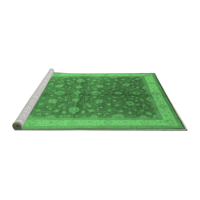 Sideview of Machine Washable Oriental Emerald Green Traditional Area Rugs, wshurb481emgrn