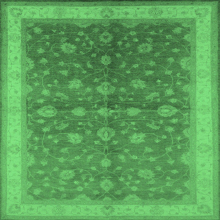 Square Oriental Emerald Green Traditional Rug, urb481emgrn