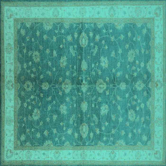 Square Oriental Turquoise Traditional Rug, urb481turq