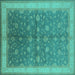Square Oriental Turquoise Traditional Rug, urb481turq