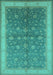 Machine Washable Oriental Turquoise Traditional Area Rugs, wshurb481turq