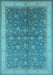 Machine Washable Oriental Light Blue Traditional Rug, wshurb481lblu