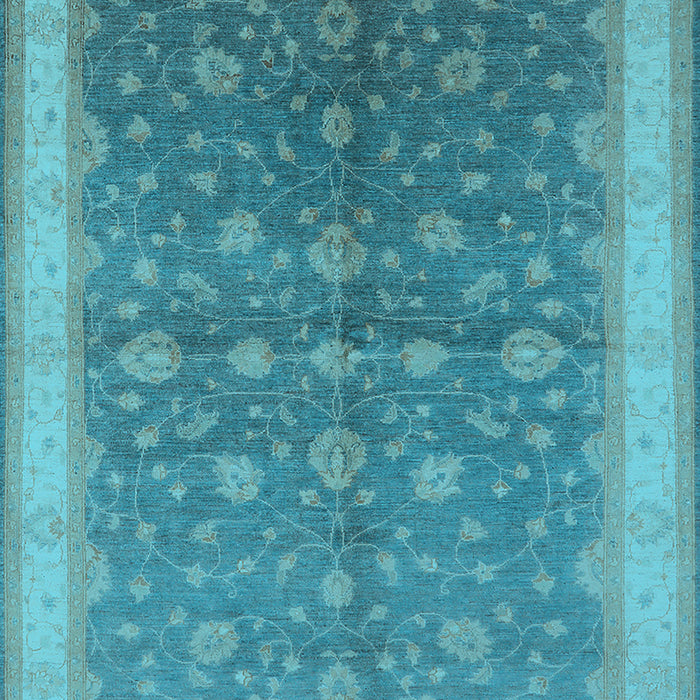 Machine Washable Oriental Light Blue Traditional Rug, wshurb481lblu