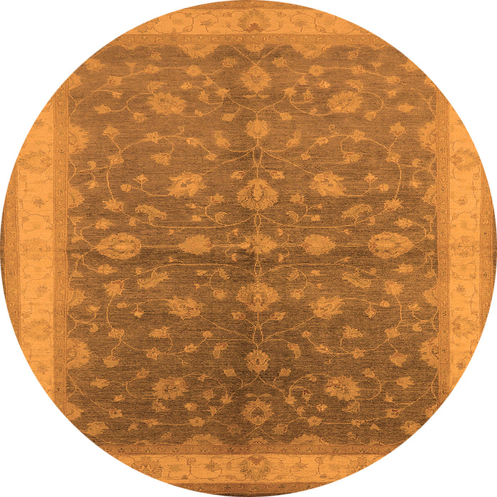 Round Machine Washable Oriental Orange Traditional Area Rugs, wshurb481org