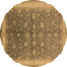 Round Oriental Brown Traditional Rug, urb481brn