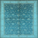 Square Machine Washable Oriental Light Blue Traditional Rug, wshurb481lblu