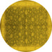 Round Oriental Yellow Traditional Rug, urb481yw