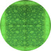 Round Oriental Green Traditional Rug, urb481grn