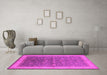 Machine Washable Oriental Pink Traditional Rug in a Living Room, wshurb481pnk