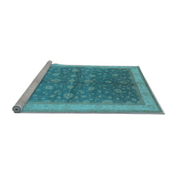 Sideview of Machine Washable Oriental Light Blue Traditional Rug, wshurb481lblu