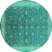 Round Oriental Turquoise Traditional Rug, urb481turq