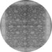 Round Machine Washable Oriental Gray Traditional Rug, wshurb481gry