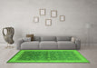 Machine Washable Oriental Green Traditional Area Rugs in a Living Room,, wshurb481grn