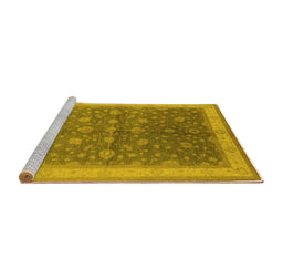 Sideview of Machine Washable Oriental Yellow Traditional Rug, wshurb481yw