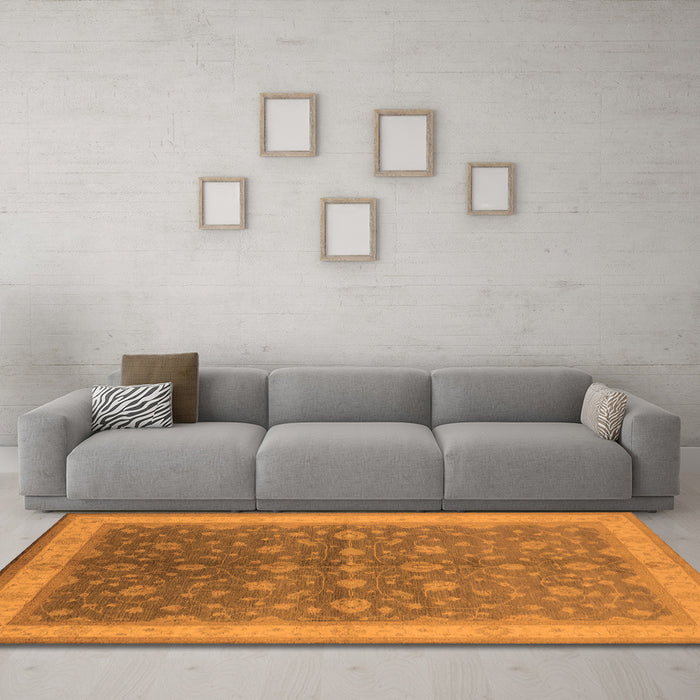 Machine Washable Oriental Orange Traditional Area Rugs in a Living Room, wshurb481org
