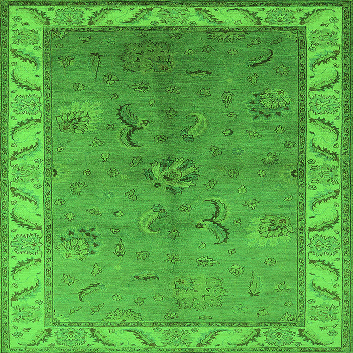 Square Oriental Green Traditional Rug, urb482grn