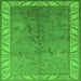 Square Oriental Green Traditional Rug, urb482grn