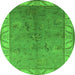 Round Oriental Green Traditional Rug, urb482grn