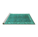 Sideview of Machine Washable Oriental Turquoise Traditional Area Rugs, wshurb482turq