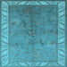 Square Oriental Light Blue Traditional Rug, urb482lblu