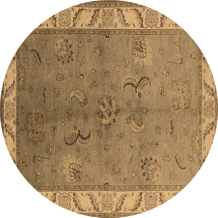 Round Oriental Brown Traditional Rug, urb482brn