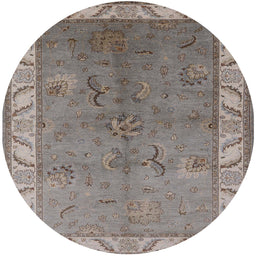 Round Mid-Century Modern Puce Purple Oriental Rug, urb482