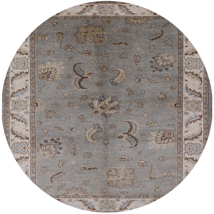 Round Mid-Century Modern Puce Purple Oriental Rug, urb482