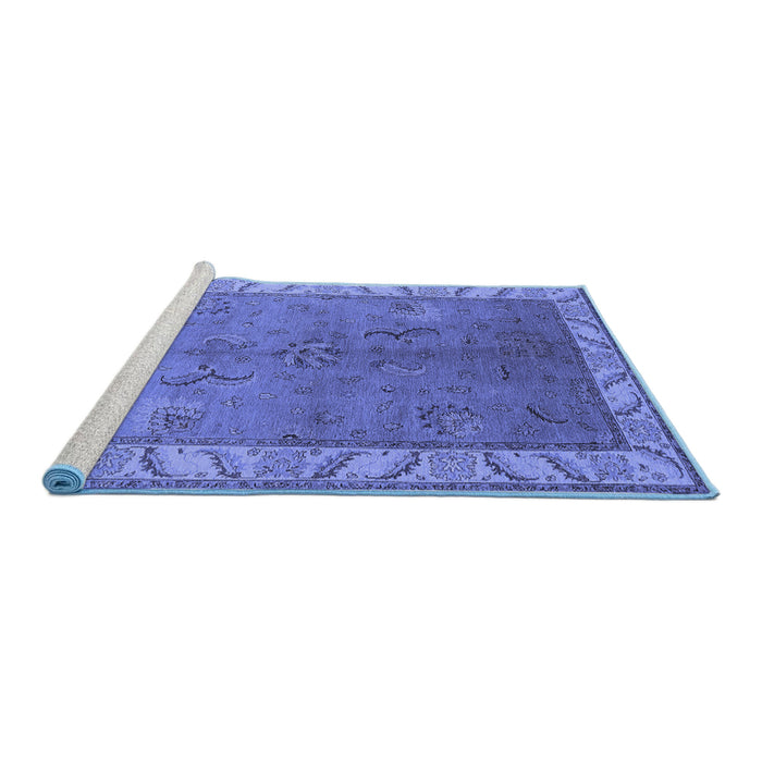 Sideview of Machine Washable Oriental Blue Traditional Rug, wshurb482blu