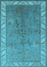 Machine Washable Oriental Light Blue Traditional Rug, wshurb482lblu
