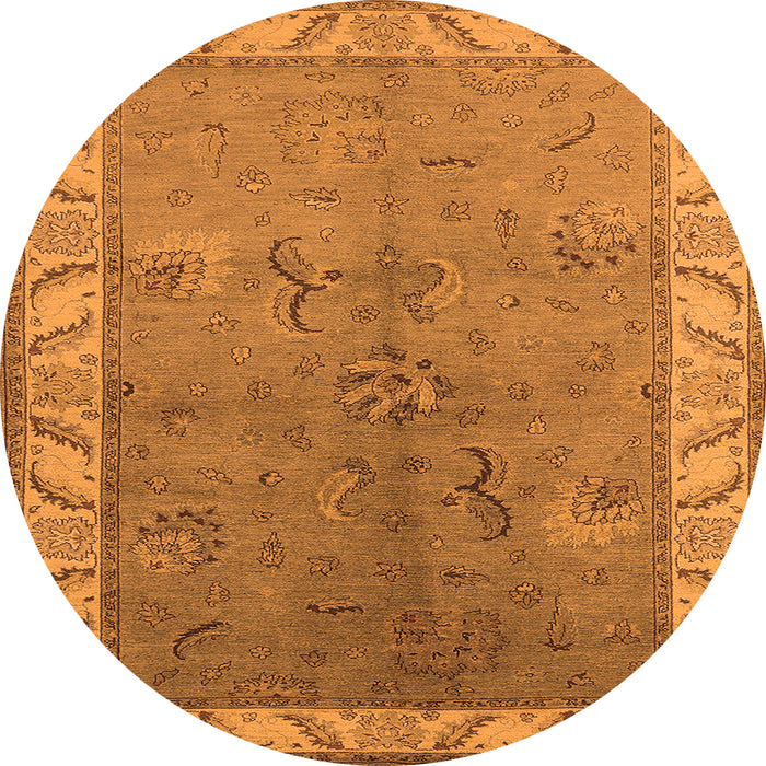 Round Oriental Orange Traditional Rug, urb482org