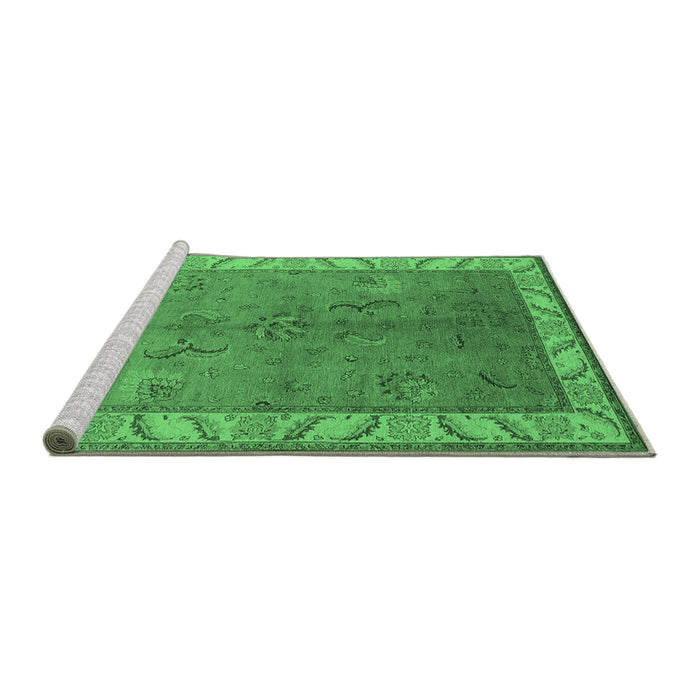 Sideview of Machine Washable Oriental Emerald Green Traditional Area Rugs, wshurb482emgrn