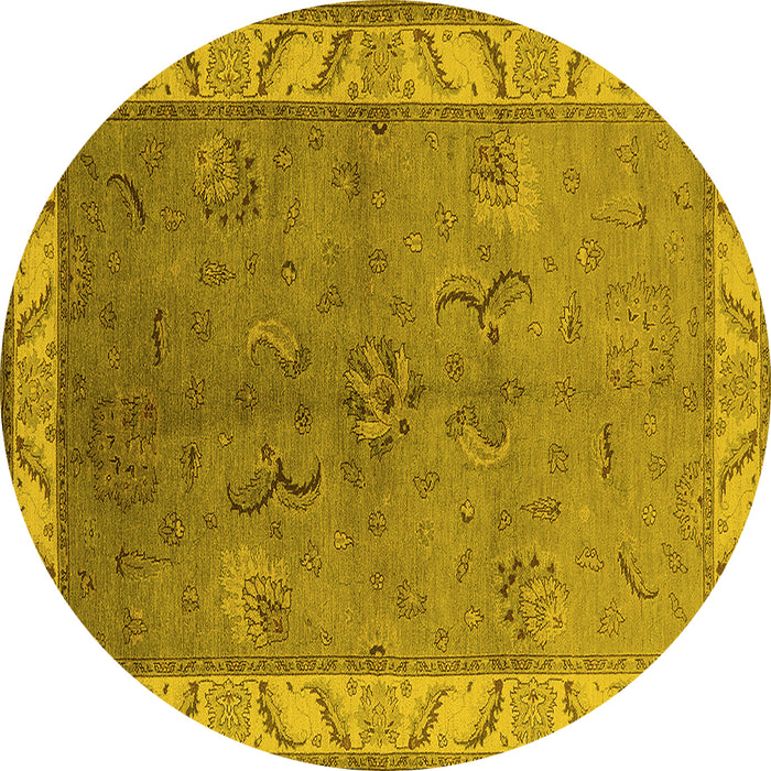 Round Oriental Yellow Traditional Rug, urb482yw
