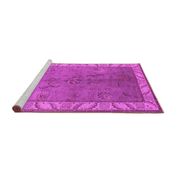 Sideview of Machine Washable Oriental Pink Traditional Rug, wshurb482pnk