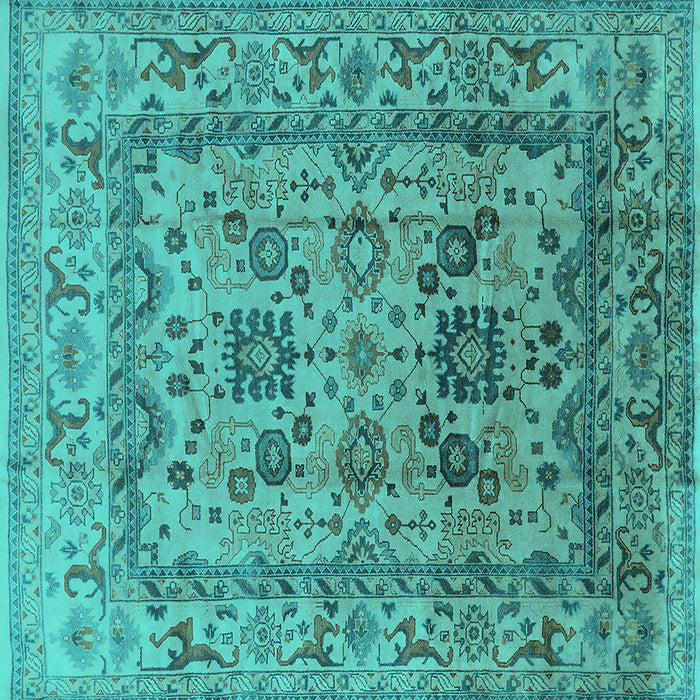 Square Oriental Turquoise Traditional Rug, urb483turq