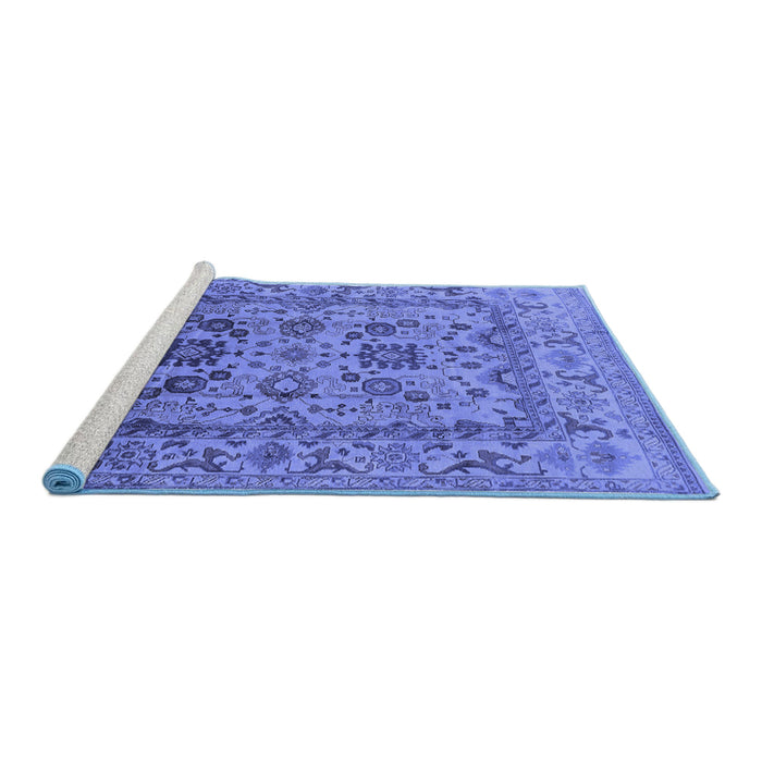 Sideview of Machine Washable Oriental Blue Traditional Rug, wshurb483blu