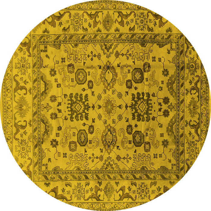 Round Oriental Yellow Traditional Rug, urb483yw