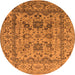 Round Machine Washable Oriental Orange Traditional Area Rugs, wshurb483org