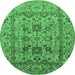 Round Oriental Emerald Green Traditional Rug, urb483emgrn