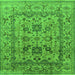 Square Machine Washable Oriental Green Traditional Area Rugs, wshurb483grn