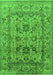 Machine Washable Oriental Green Traditional Area Rugs, wshurb483grn