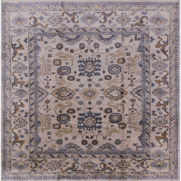 Square Mid-Century Modern Puce Purple Oriental Rug, urb483