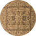 Round Oriental Brown Traditional Rug, urb483brn