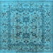 Square Machine Washable Oriental Light Blue Traditional Rug, wshurb483lblu