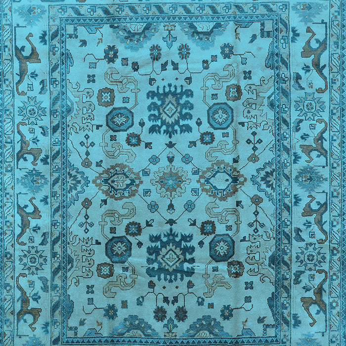 Machine Washable Oriental Light Blue Traditional Rug, wshurb483lblu